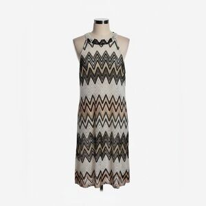 Candie's Zigzag Pattern Dress - Black, White, Tan